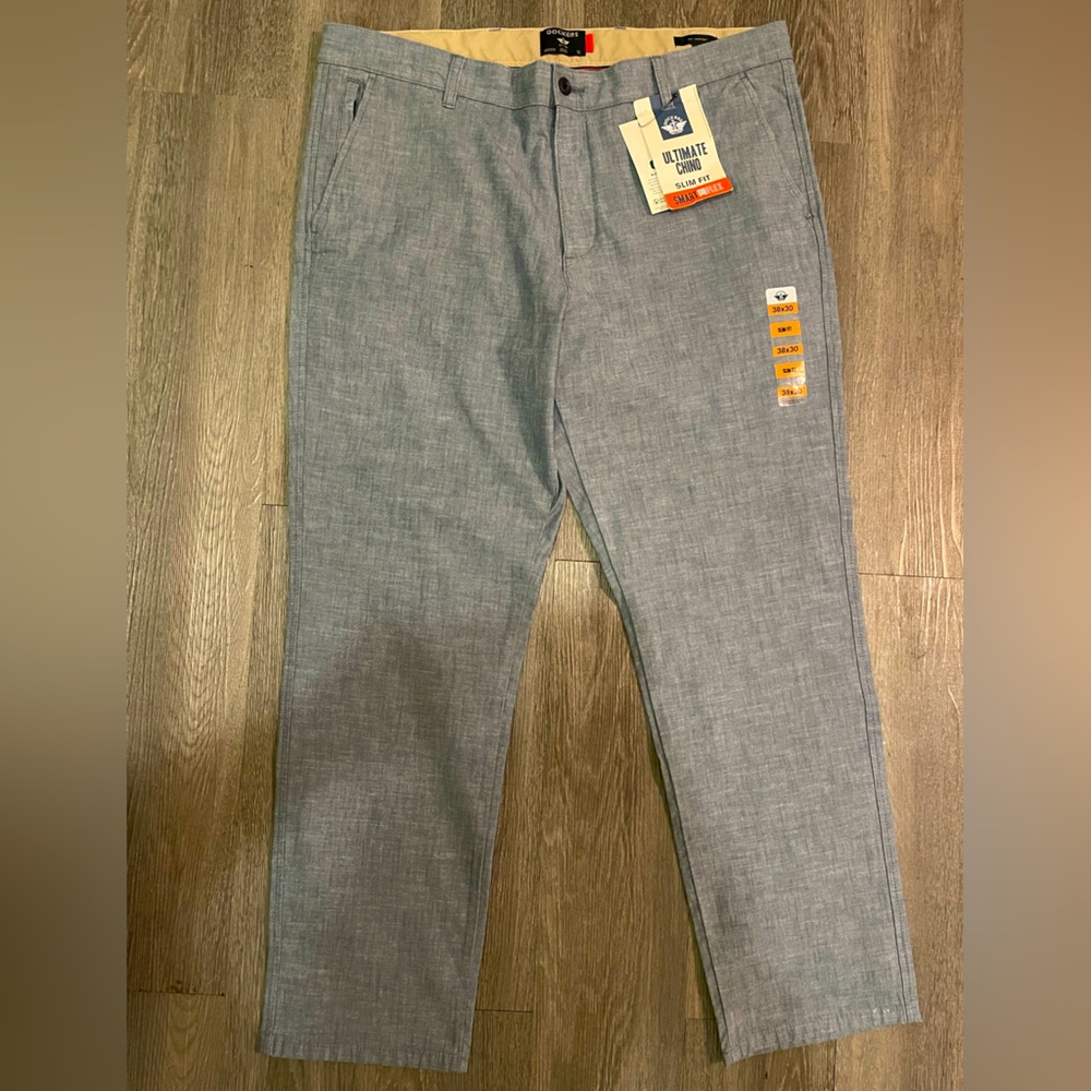 NWT - Dockers Ultimate Chino Smart Flex Slim Fit Pants - Blue - 38x30